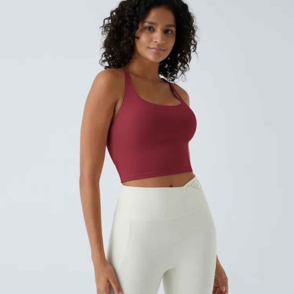Halara Burgundy Strap Back Crop Tank Top